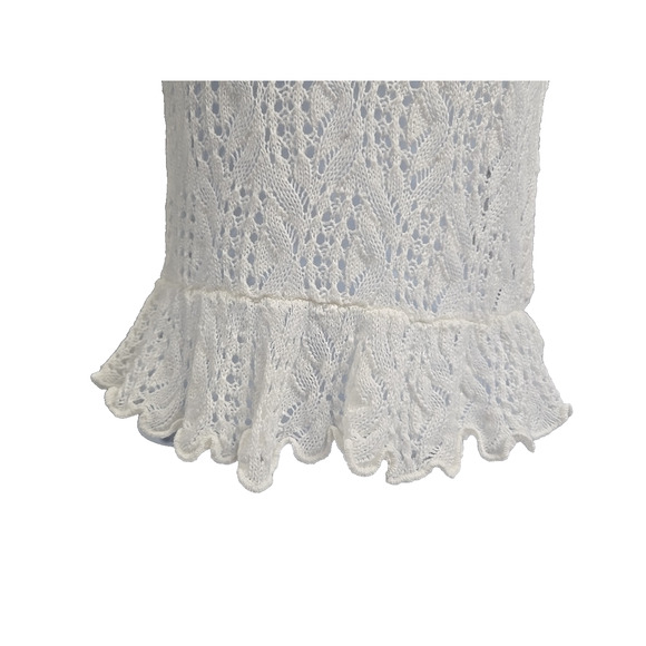 H&M Divided Womens Top Ivory Peplum Flounce Pointelle Knit Sweater Fairy Size S - Picture 3 of 11